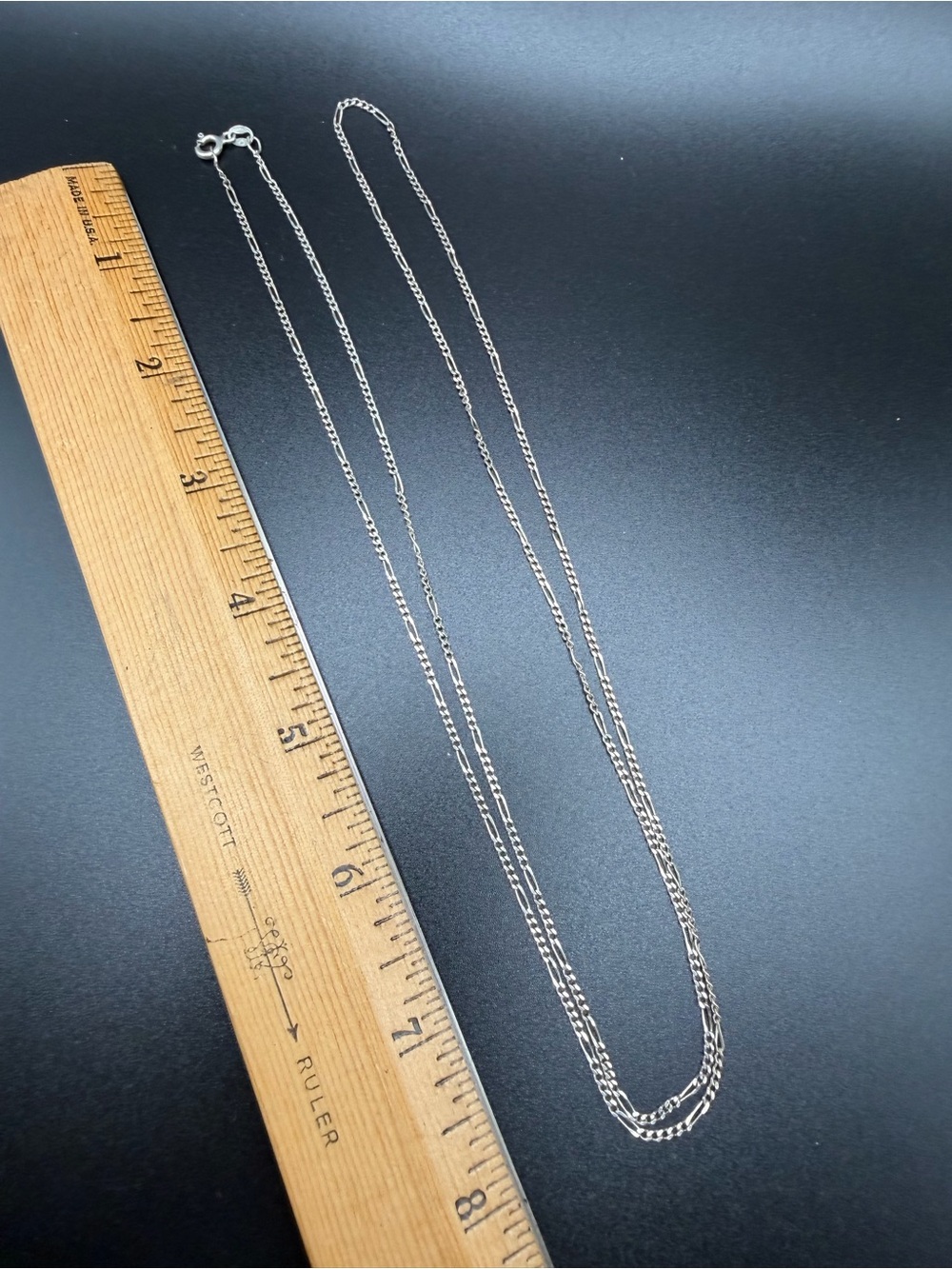 4.3g - 34.5” long - Sterling Silver Figaro Chain Necklace